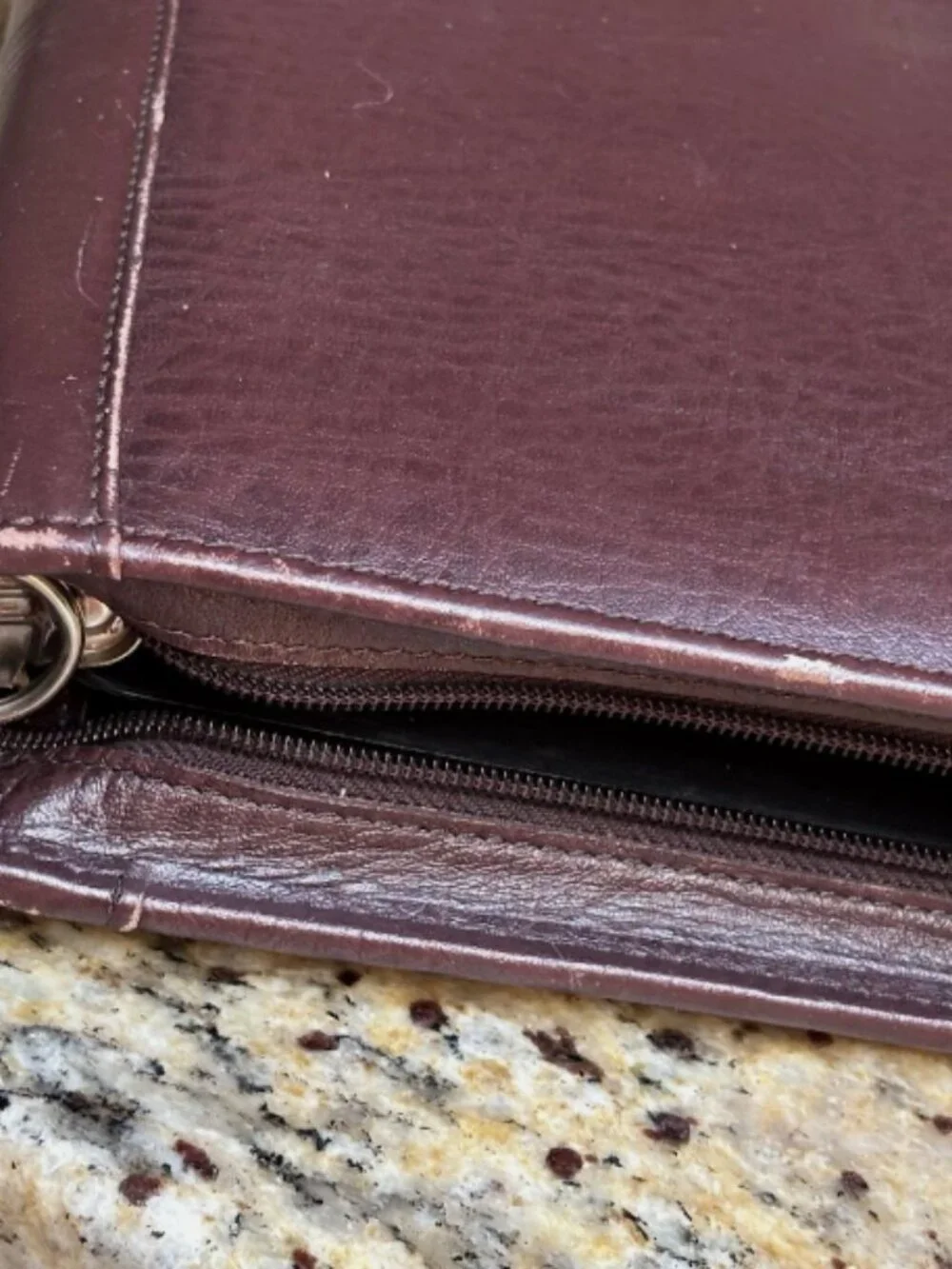 Vintage Franklin Covey Brown Genuine Leather Classic 7 Ring Planner